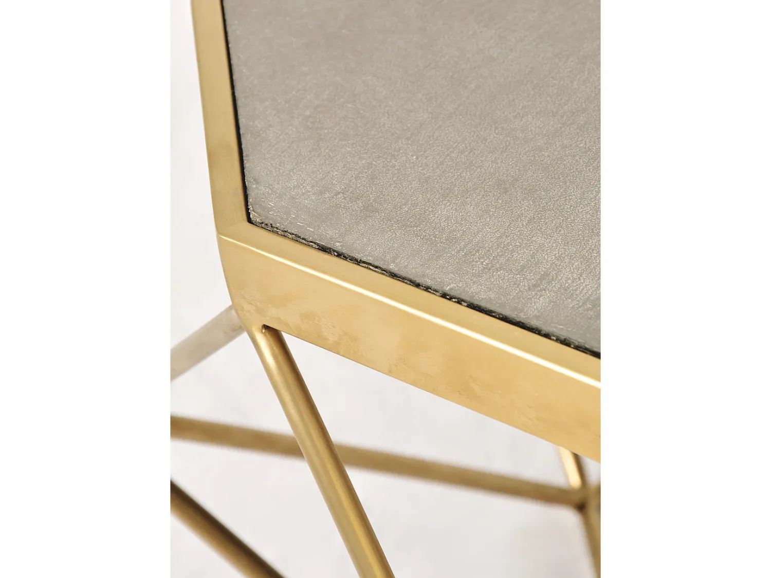 Mesa De Centro* Mesa de centro 106x40x106 cm dourado glamour gl1714 Cinzento / Dourado