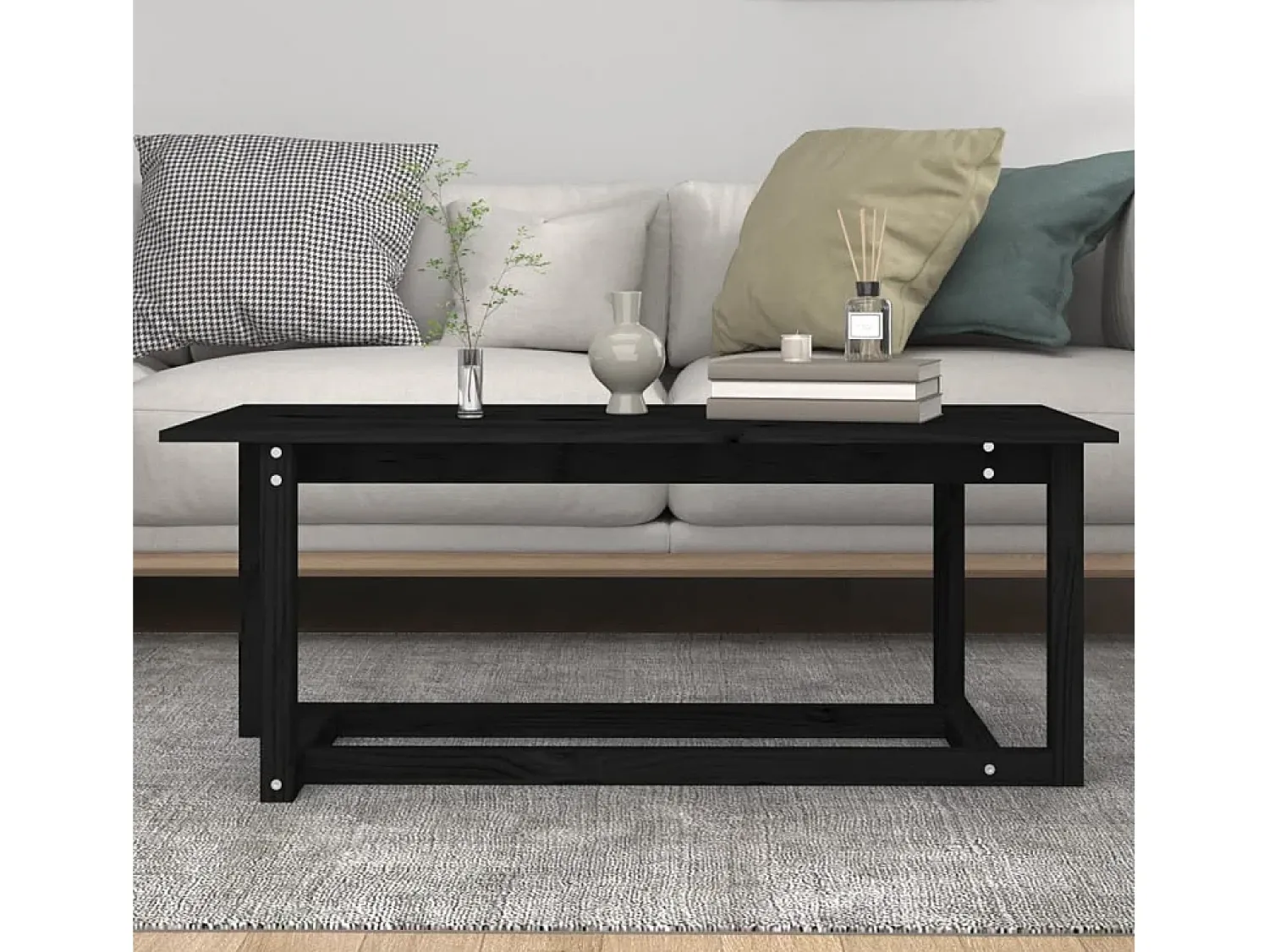 Outlet vidaxl Mesa de centro 110x55x45 cm madeira de pinho maciça Preto