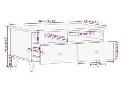vidaxl Mesa de centro 80x54x40 cm madeira de mangueira maciça^ Mesa De Centro