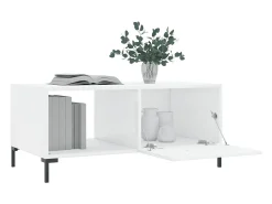 Mesa De Centro|vidaxl Mesa de centro 90x50x40 cm madeira processada brilhante Branco