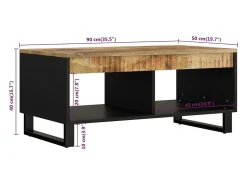 vidaxl Mesa de centro 90x50x40 cm madeira de mangueira maciça^ Mesa De Centro