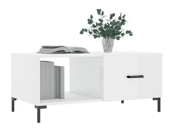 Mesa De Centro| Mesa de centro 90x50x40 cm madeira processada brilhante PT658016 Branco