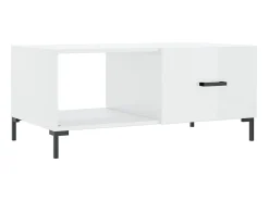 Mesa De Centro| Mesa de centro 90x50x40 cm madeira processada brilhante PT658016 Branco