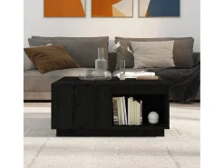 Mesa De Centro| Mesa de centro 80x81x36,5 cm madeira de pinho maciça PT354687 Preto