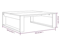 vidaxl Mesa de centro 100x100x35 cm madeira processada carvalho fumado^ Mesa De Centro