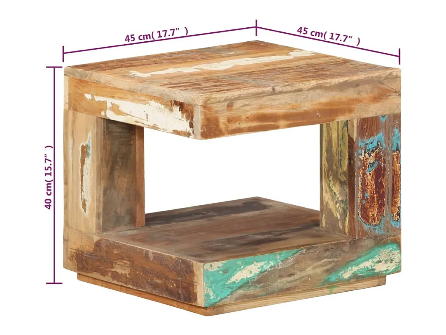 Sale vidaxl Mesa de centro 45x45x40 cm madeira recuperada maciça Natural claro