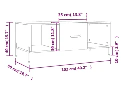 Mesa De Centro|vidaxl Mesa de centro 102x50x40 cm madeira processada cinza cimento Cinzento