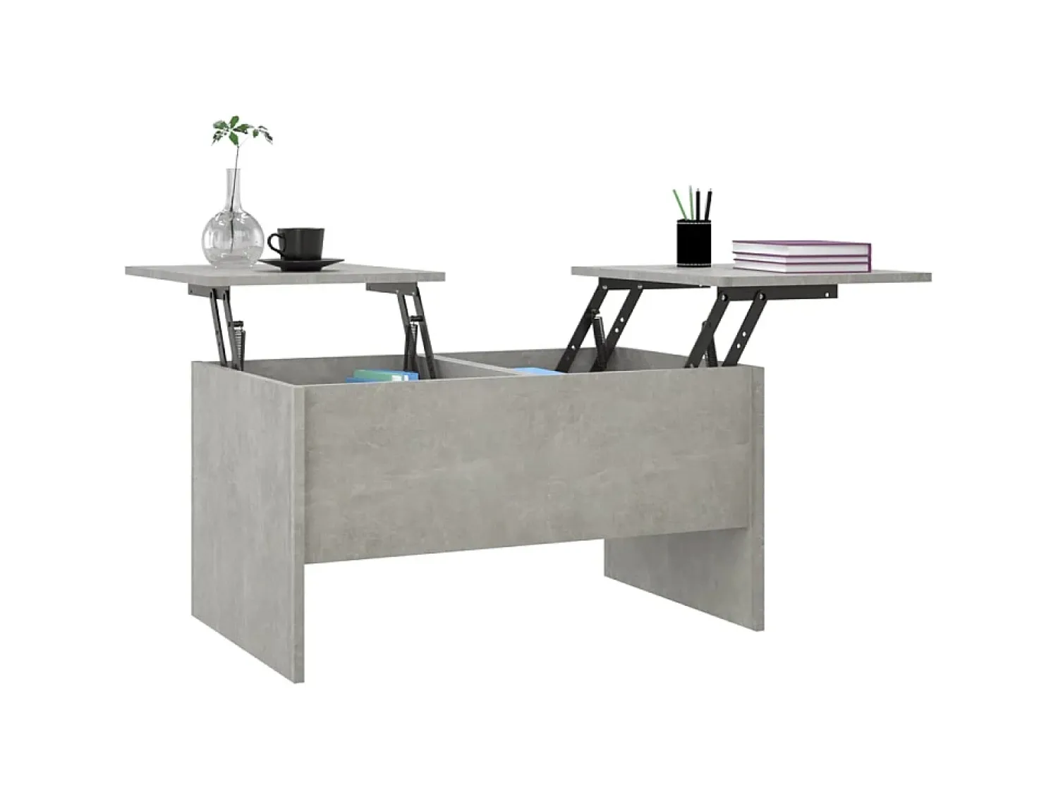 Mesa de centro 80x50x42,5 cm madeira processada cinza cimento PT404909^ Mesa De Centro