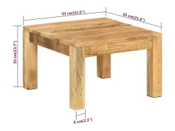 Hot vidaxl Mesa de centro 55x55x35 cm madeira de mangueira maciça Castanho
