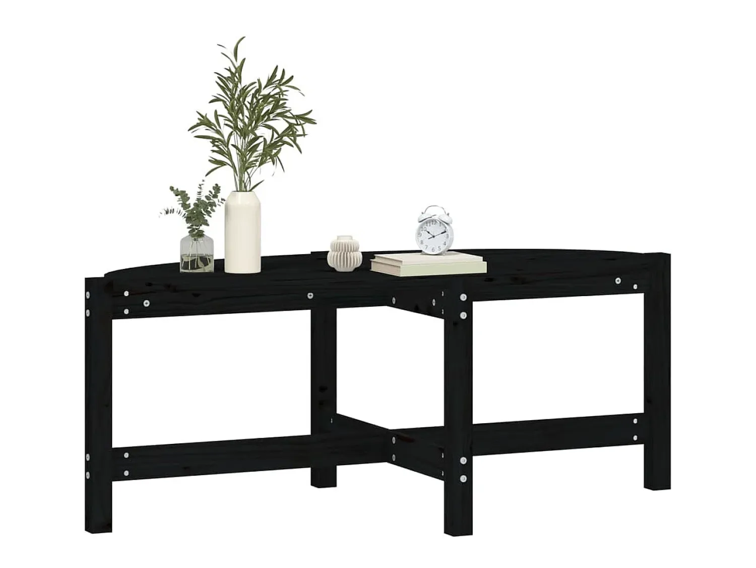 Mesa De Centro| Mesa de centro 118x63x45 cm madeira de pinho maciça PT185658 Preto