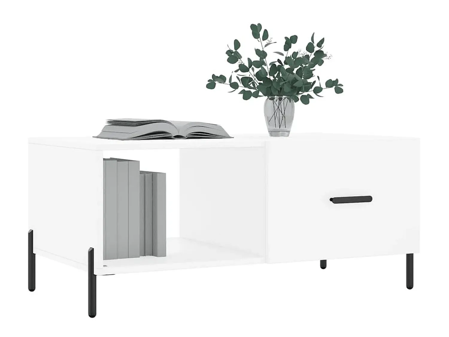 Mesa De Centro| Mesa de centro 90x50x40 cm madeira processada PT526143 Branco