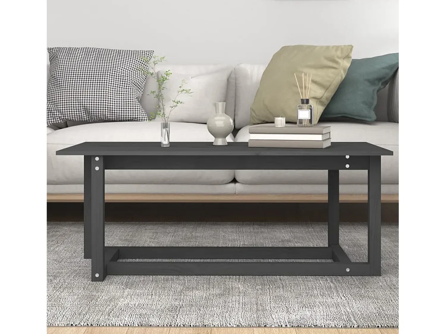 Hot Mesa de centro 110x55x45 cm madeira de pinho maciça PT215736 Cinzento