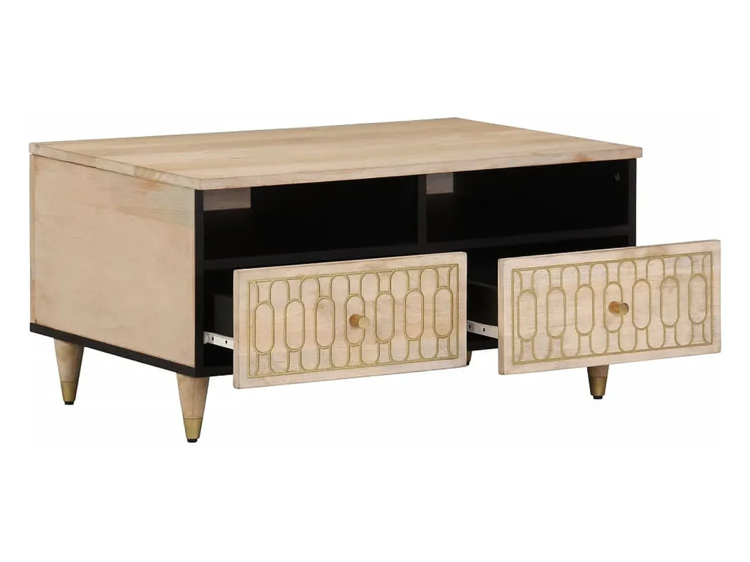 Mesa de centro 80x54x40 cm madeira de mangueira maciça PT403248^ Mesa De Centro