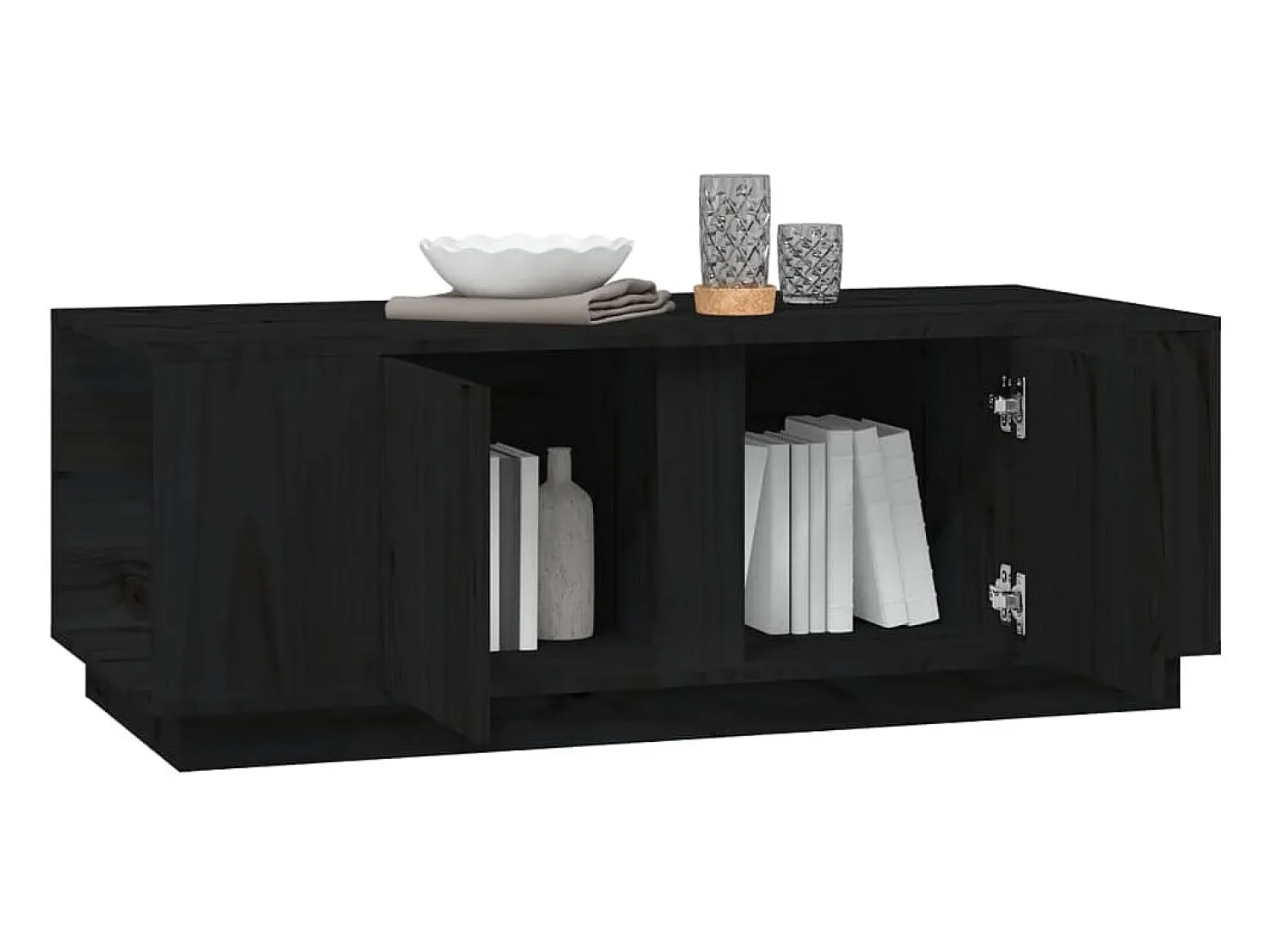 Clearance Mesa de centro 110x50x40 cm madeira de pinho maciça PT988407 Preto