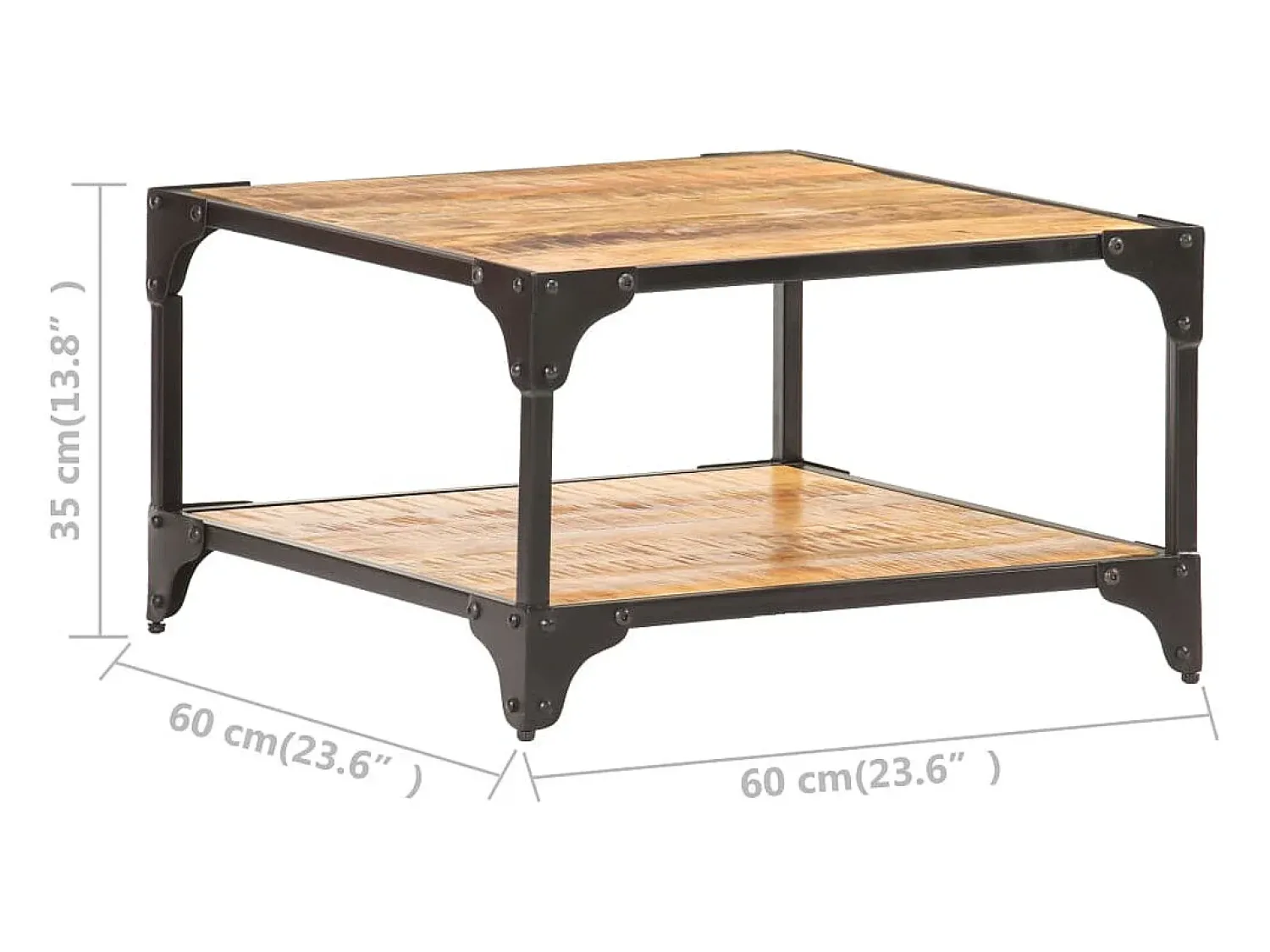 Hot vidaxl Mesa de centro 60x60x35 cm madeira de mangueira maciça Castanho