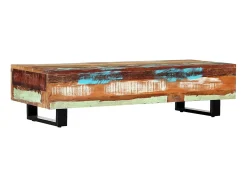 Mesa de centro 120x50x30 cm madeira recuperada maciça e aço PT179991^ Mesa De Centro