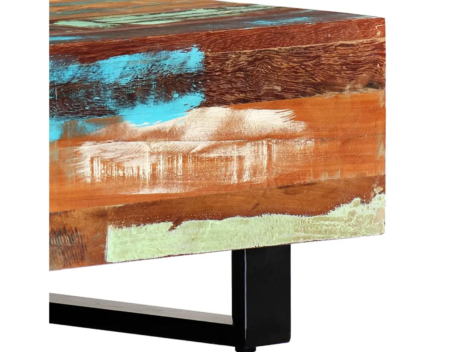 Mesa de centro 120x50x30 cm madeira recuperada maciça e aço PT179991^ Mesa De Centro