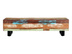 Mesa de centro 120x50x30 cm madeira recuperada maciça e aço PT179991^ Mesa De Centro
