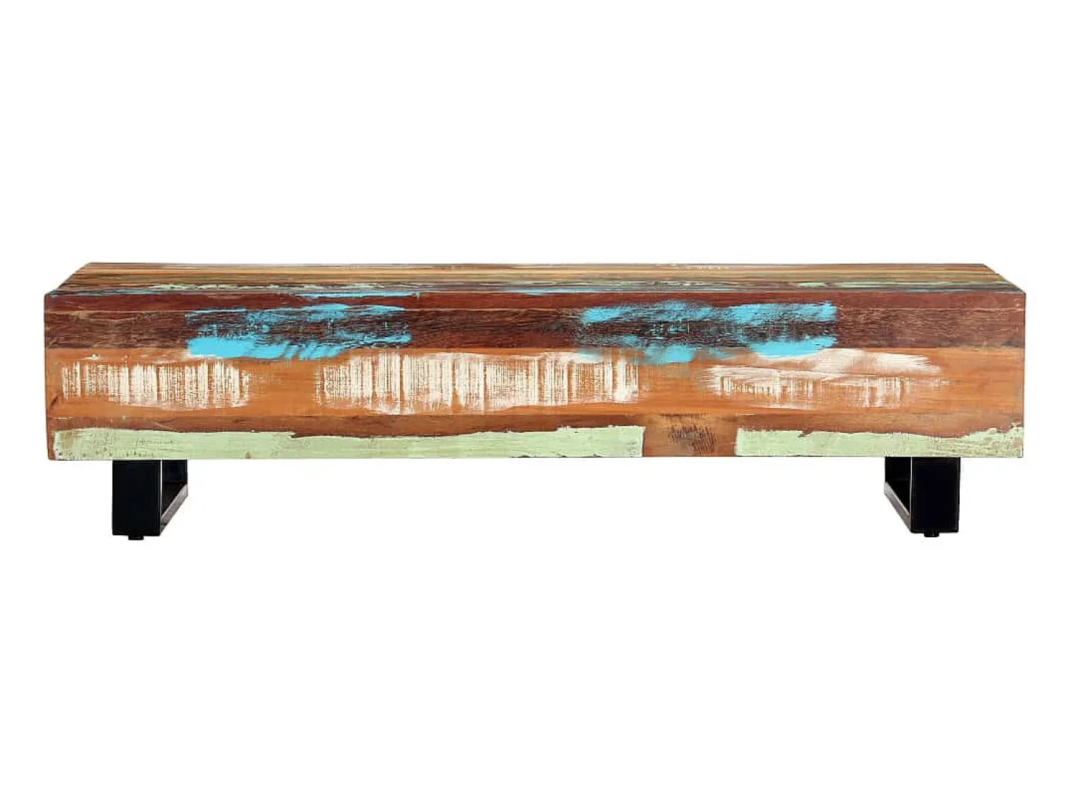 Mesa de centro 120x50x30 cm madeira recuperada maciça e aço PT179991^ Mesa De Centro