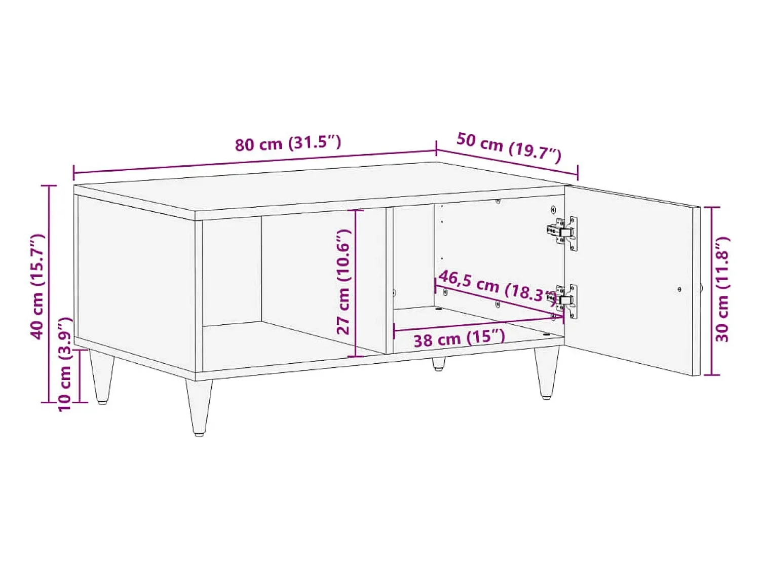 vidaxl Mesa de centro 80x50x40 cm madeira de mangueira maciça^ Mesa De Centro