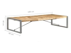 vidaxl Mesa de centro 180x90x40 cm madeira de mangueira áspera^ Mesa De Centro