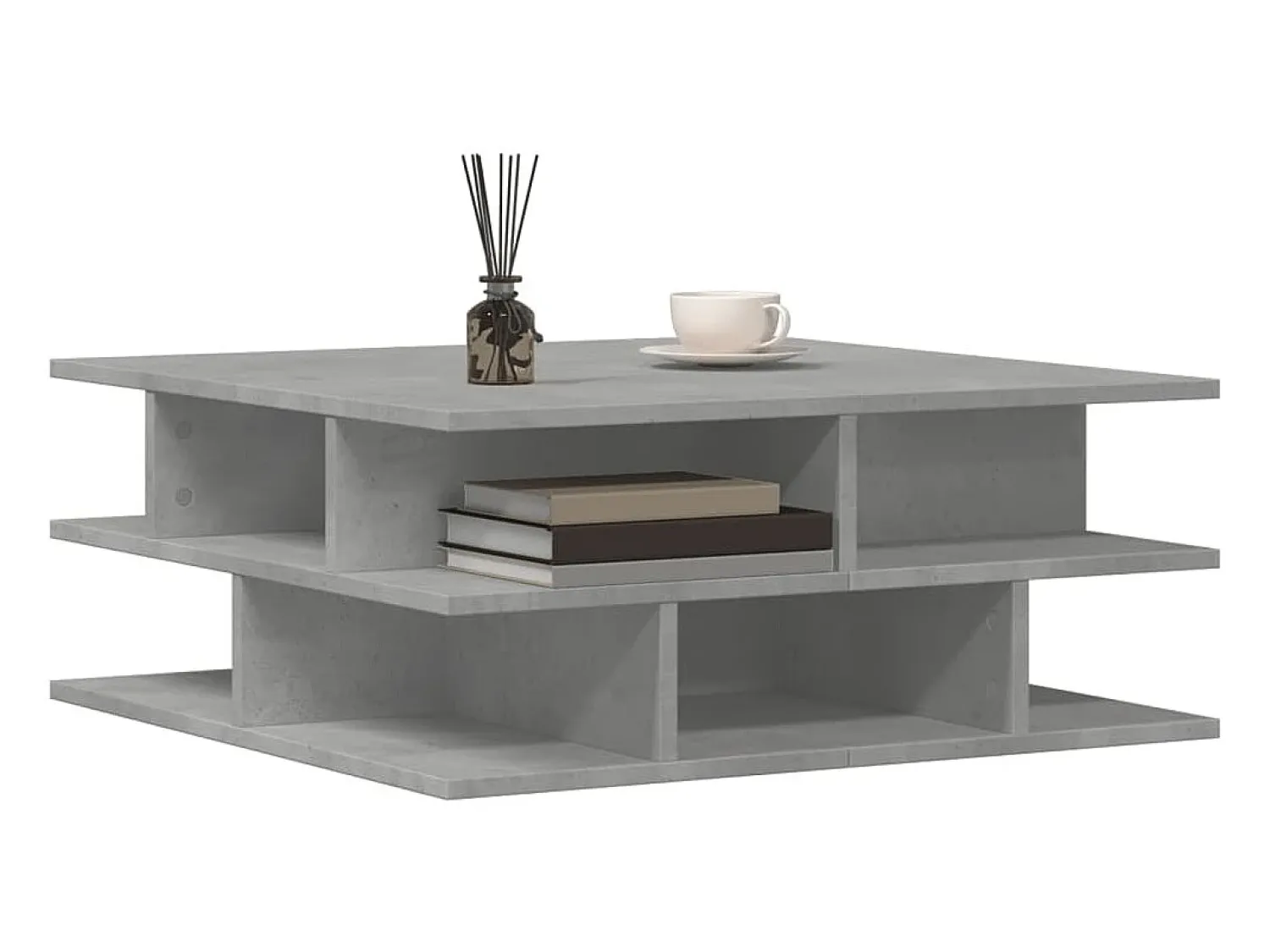 Mesa De Centro| Mesa de centro 70x70x29 cm madeira processada cinza cimento PT191720 Cinzento