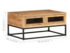 Mesa De Centro*vidaxl Mesa de centro 90x60x40 cm madeira de acácia maciça Natural claro