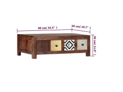 Mesa De Centro| Mesa de centro 90x50x30 cm madeira de sheesham maciça PT164489 Castanho