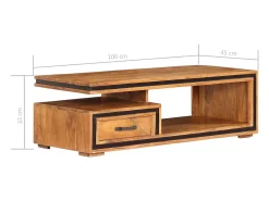 vidaxl Mesa de centro 100x45x33 cm madeira de acácia maciça^ Mesa De Centro