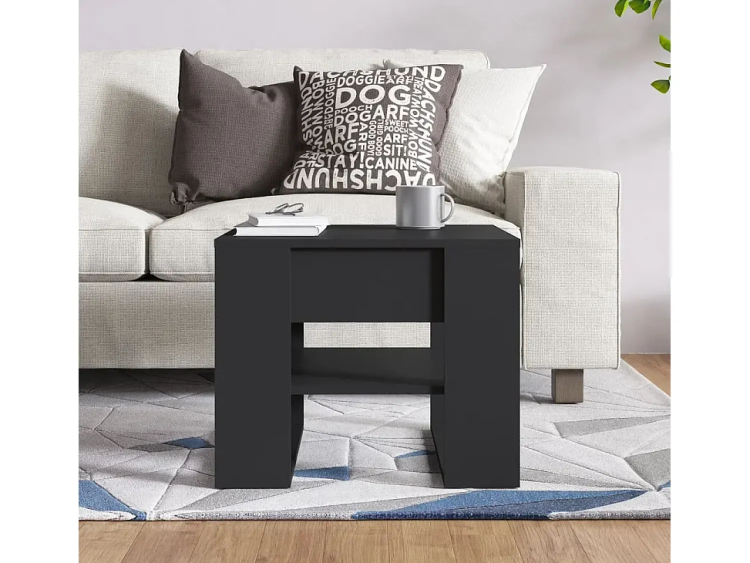 Discount vidaxl Mesa de centro 55,5x55x45 cm madeira processada Preto