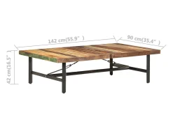 Online vidaxl Mesa de centro 142x90x42 cm madeira recuperada maciça Natural claro