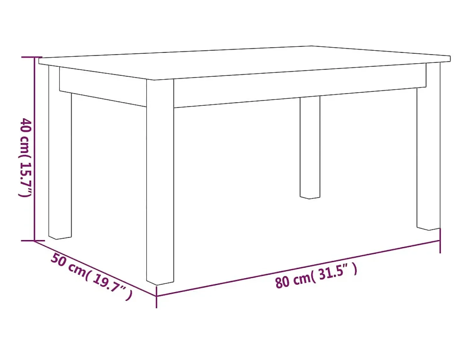 New vidaxl Mesa de centro 80x50x40 cm madeira de pinho maciça Branco