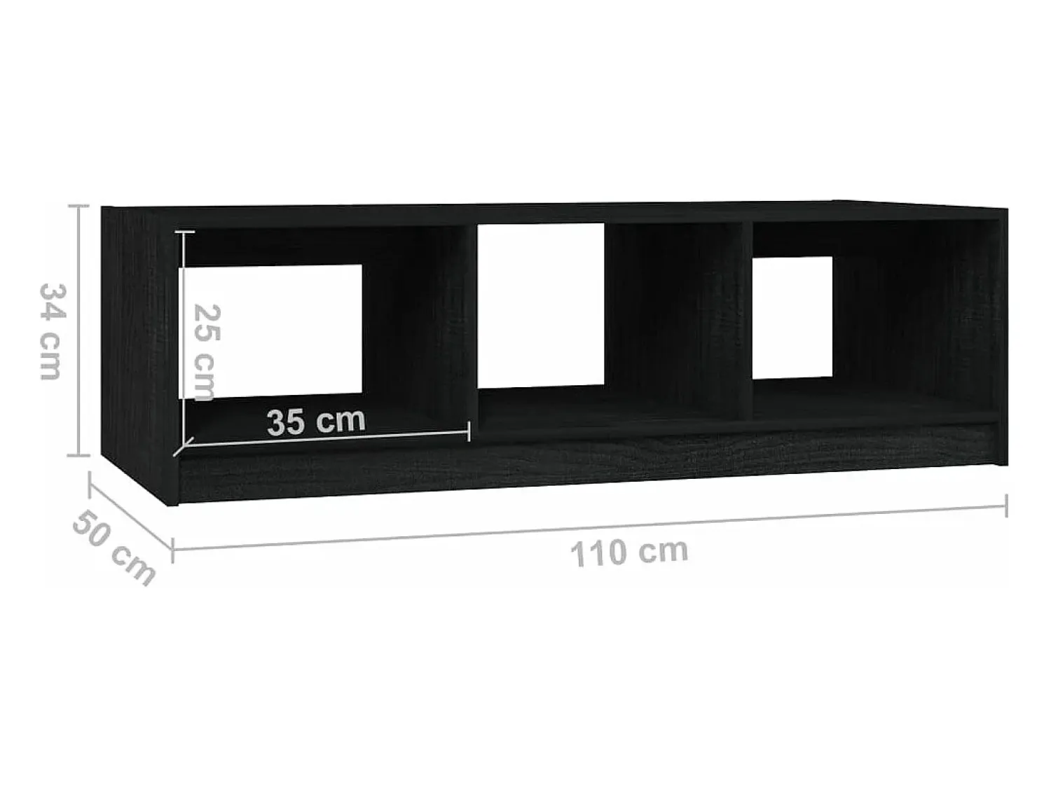 Mesa De Centro*vidaxl Mesa de centro 110x50x34 cm madeira de pinho maciça Preto