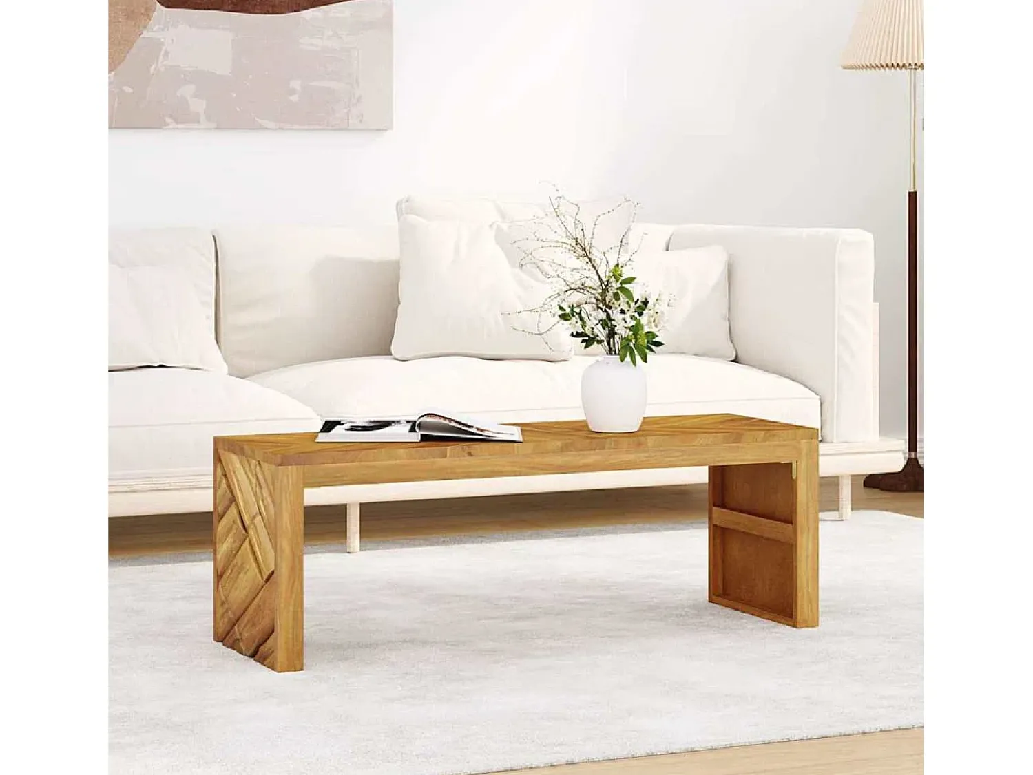 Mesa De Centro*vidaxl Mesa de centro 110x35x38 cm madeira maciça teca Natural claro