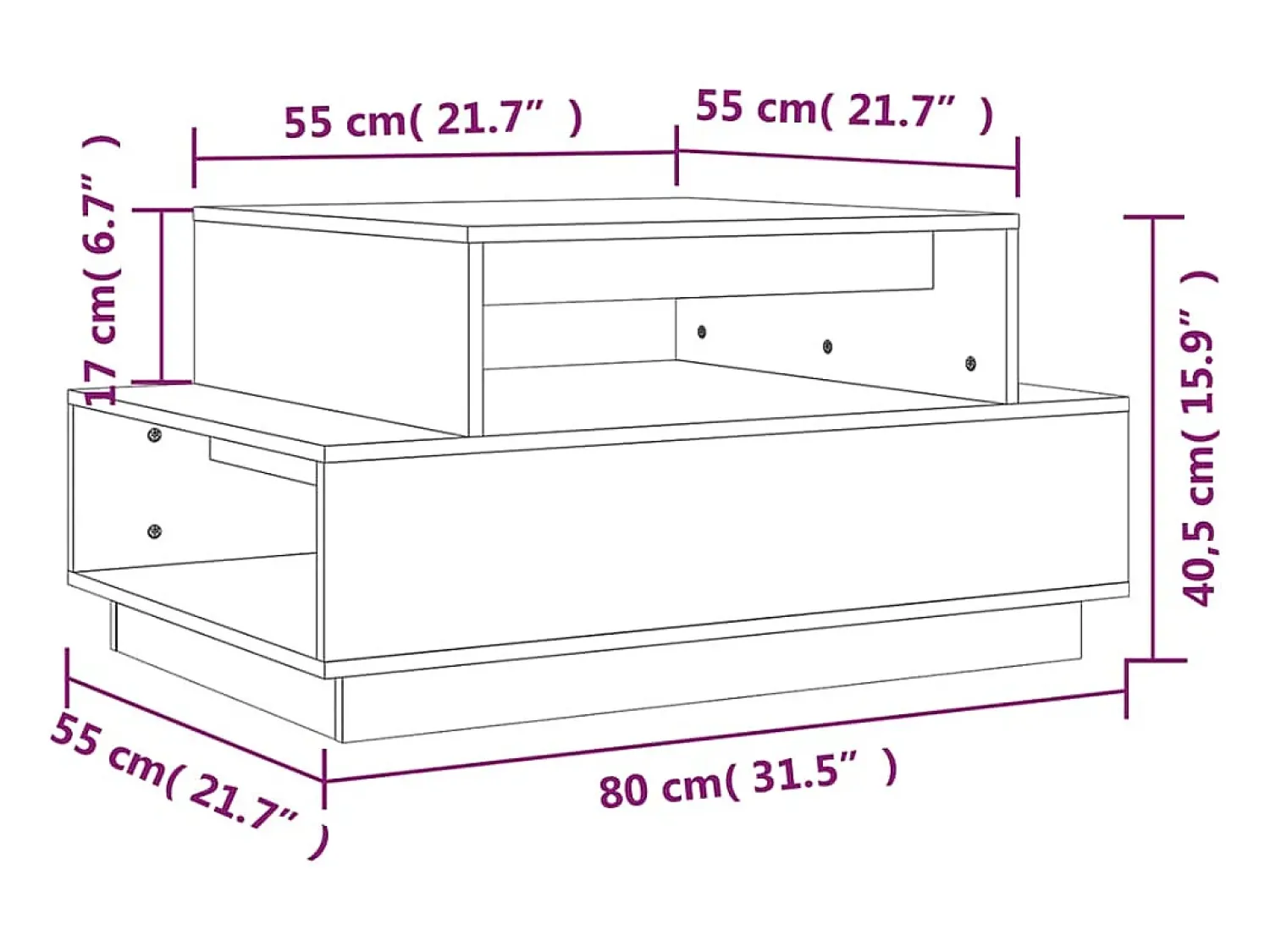Online vidaxl Mesa de centro 80x55x40,5 cm madeira pinho maciça castanho-mel Natural claro