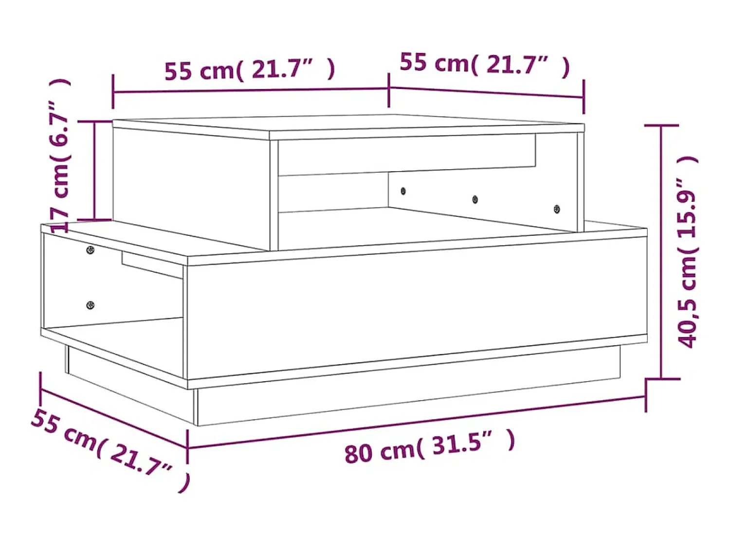 Online vidaxl Mesa de centro 80x55x40,5 cm madeira pinho maciça castanho-mel Natural claro