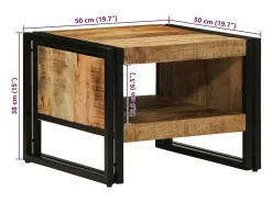 Mesa De Centro|vidaxl Mesa de centro 50x50x38 cm madeira de mangueira áspera maciça Natural claro