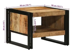 Mesa De Centro|vidaxl Mesa de centro 50x50x38 cm madeira de mangueira áspera maciça Natural claro