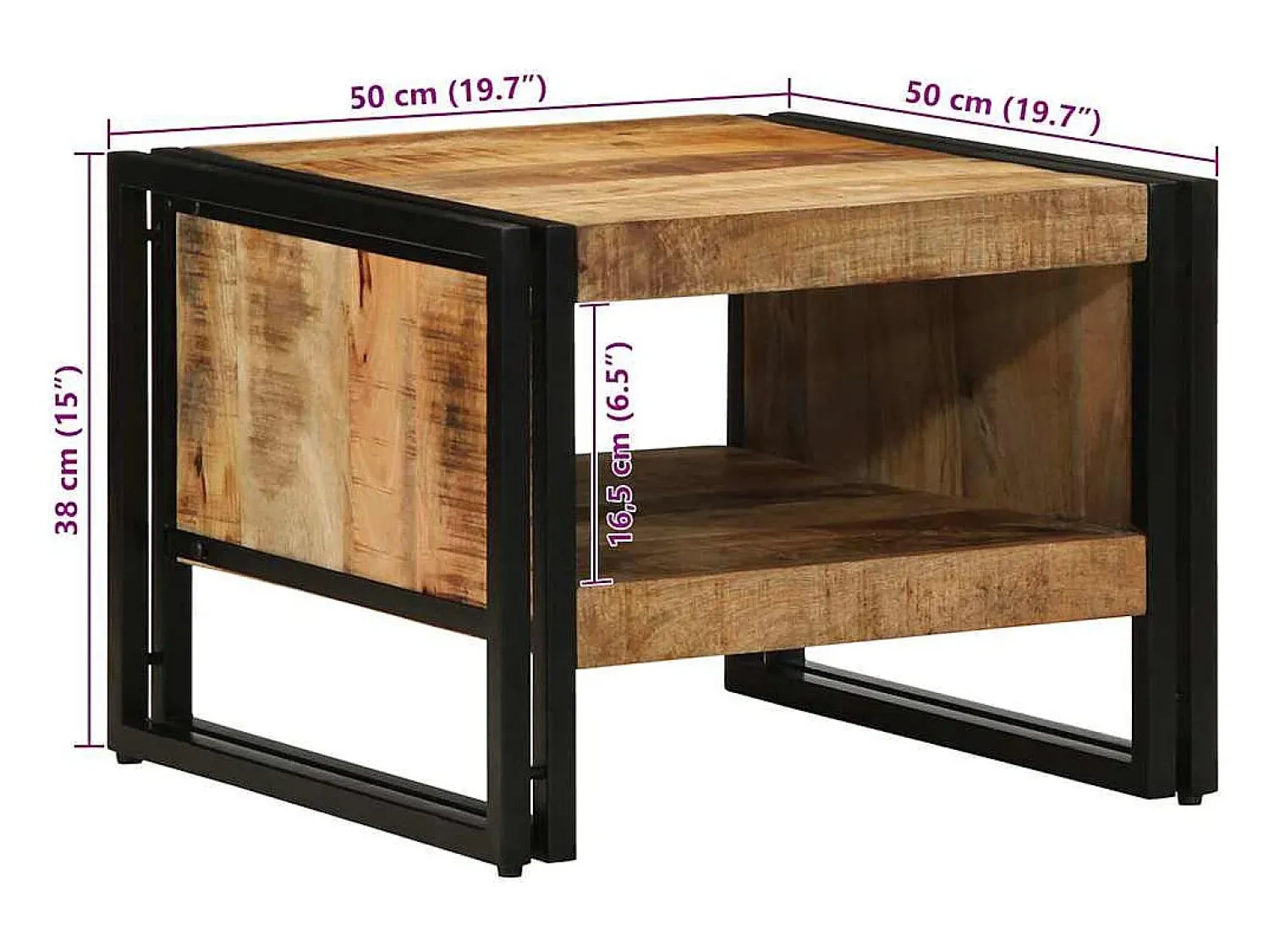 Mesa De Centro|vidaxl Mesa de centro 50x50x38 cm madeira de mangueira áspera maciça Natural claro