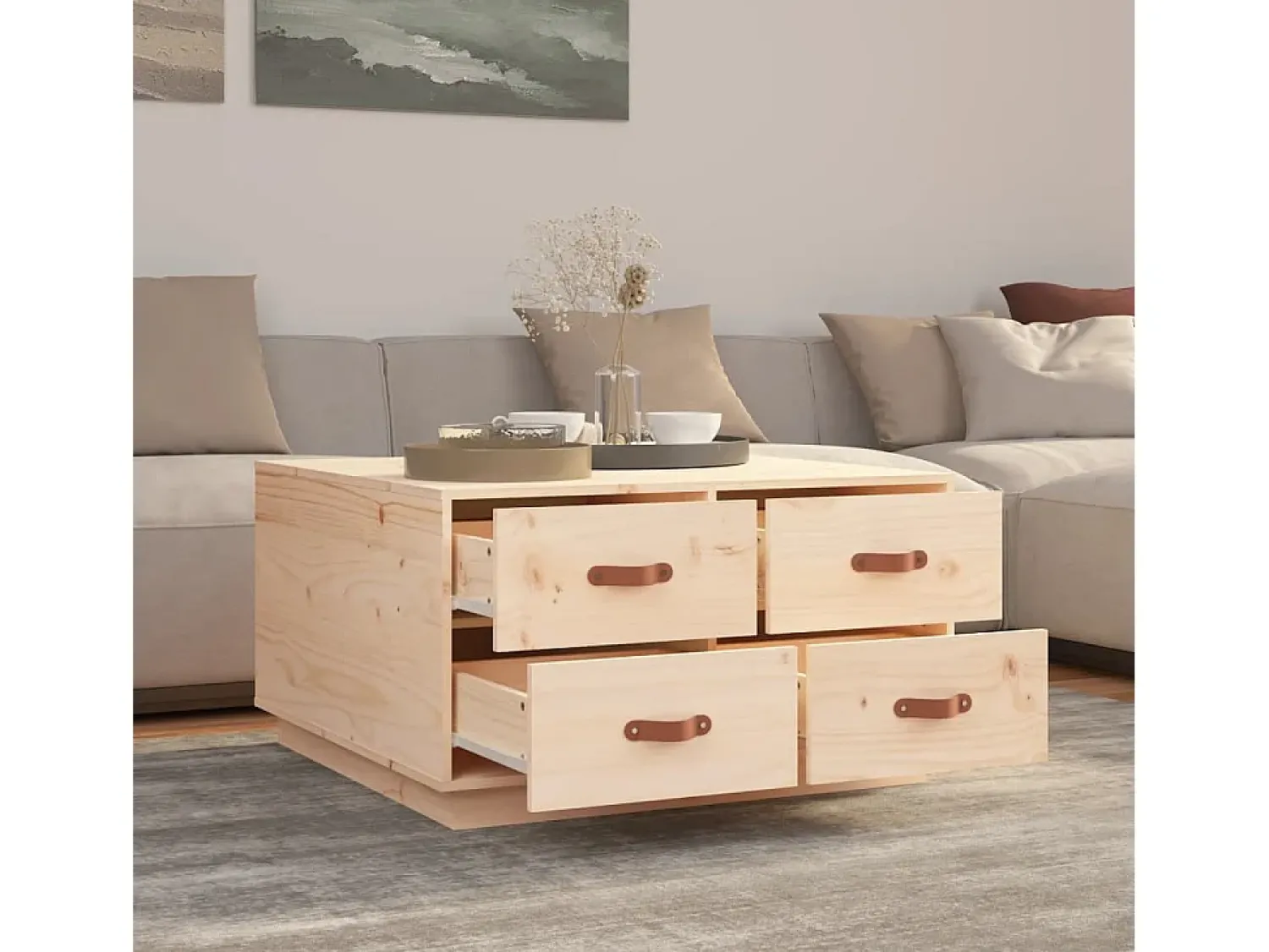 Clearance vidaxl Mesa de centro 80x80x45 cm madeira de pinho maciça Natural claro
