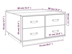 Clearance vidaxl Mesa de centro 80x80x45 cm madeira de pinho maciça Natural claro