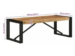 Mesa De Centro*vidaxl Mesa de centro 100x50x35 cm madeira de mangueira áspera maciça Natural claro