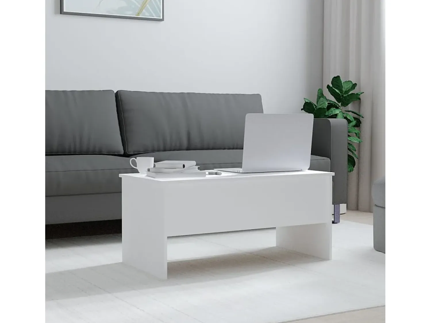 Mesa De Centro| Mesa de centro 102x50,5x46,5 cm madeira processada PT251857 Branco
