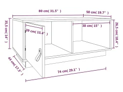 vidaxl Mesa de centro 80x80x35,5 cm madeira de pinho maciça Branco