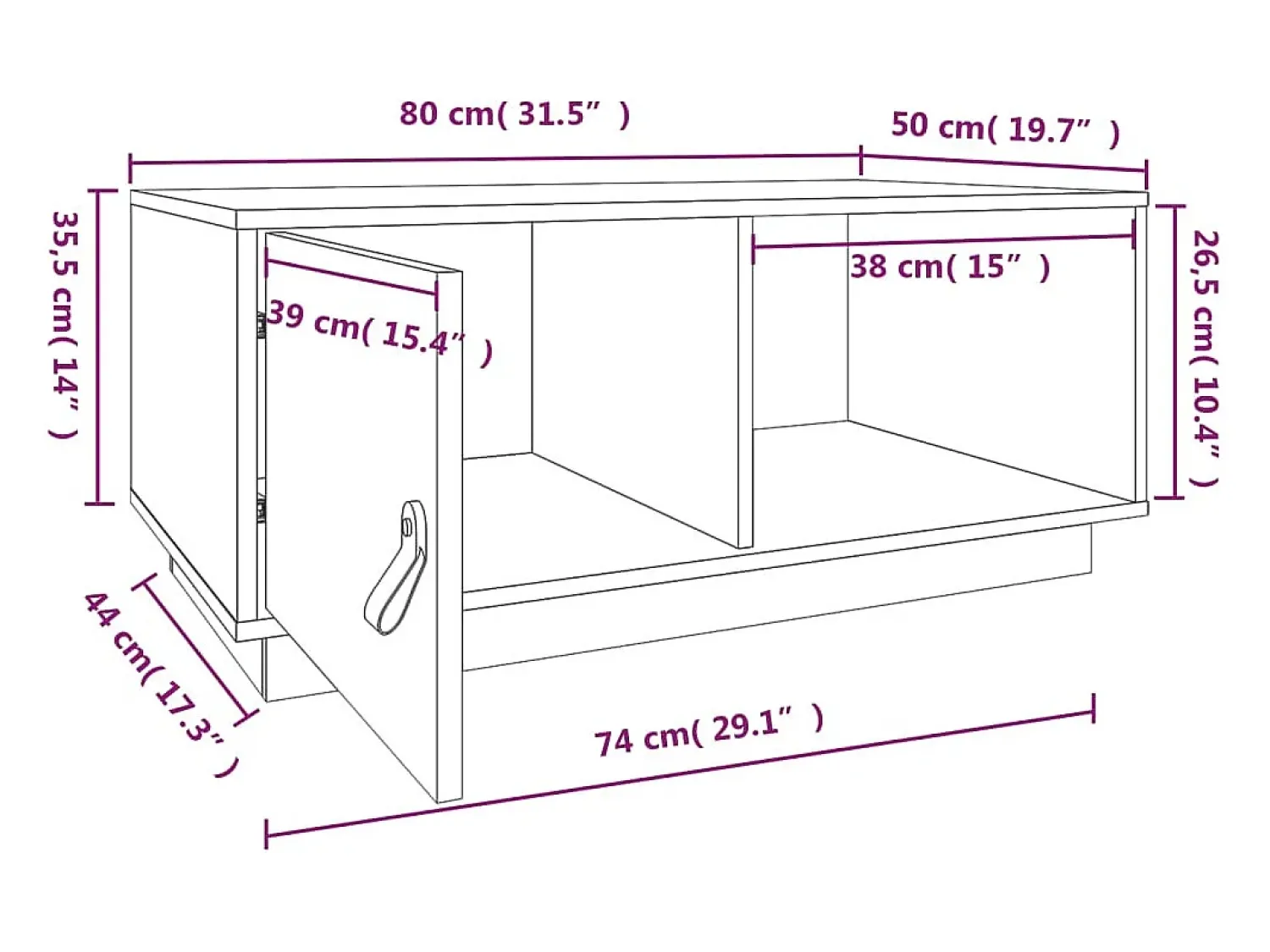 vidaxl Mesa de centro 80x80x35,5 cm madeira de pinho maciça Branco