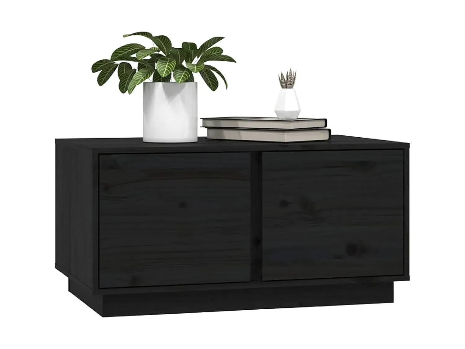 New Mesa de centro 80x50x40 cm madeira de pinho maciça PT660251 Preto