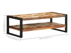 New Mesa de centro 120x60x40 cm madeira recuperada maciça PT891481 Castanho