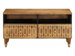 Mesa de centro 80x54x40 cm madeira de mangueira maciça PT407078^ Mesa De Centro
