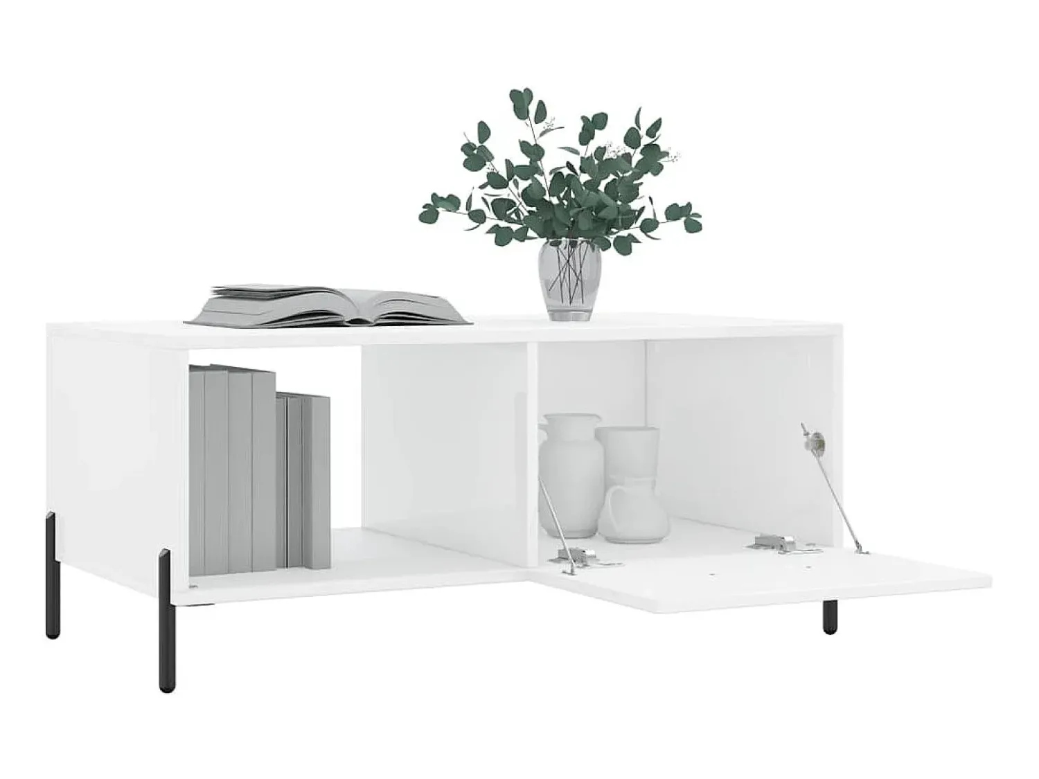 Mesa De Centro| Mesa de centro 90x50x40 cm madeira processada brilhante PT205506 Branco