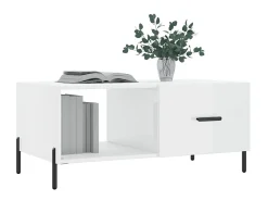 Mesa De Centro| Mesa de centro 90x50x40 cm madeira processada brilhante PT205506 Branco